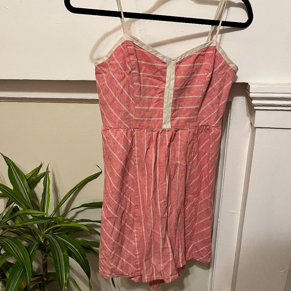 Urban Outfitters Cope Linen Blend Striped Open Back Dress